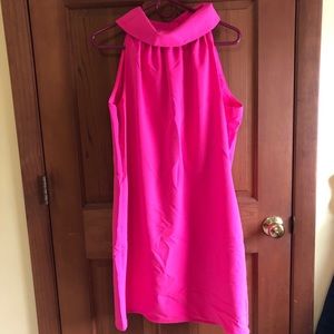 Hot Pink Sail to Sable cowl neck dress